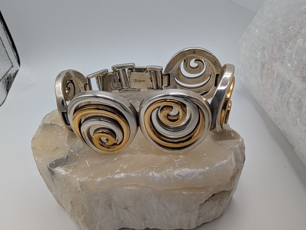 Brighton Two Tone Spiral Link Bracelet Silver Gold Tone Fashion Jewelry